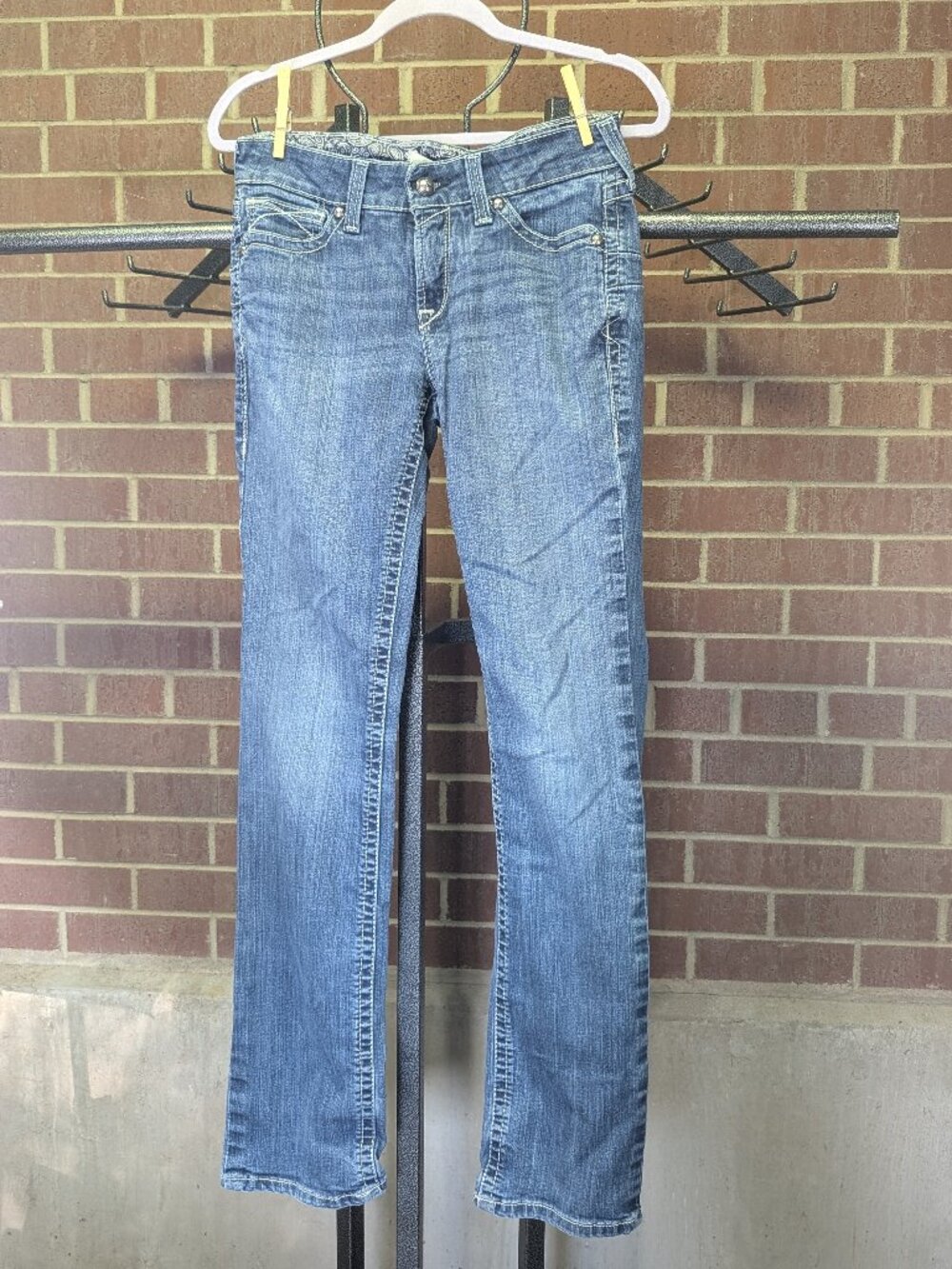 Ariat REAL Denim Jeans 29L Mid Rise Straight Western Cowgirl Riding 33" Inseam